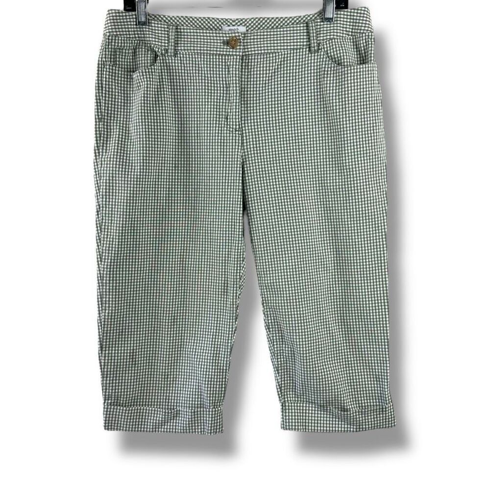 Liz & Co Women's Size 12 Burmuda Shorts Greeen Gingham Check Plaid Spring Preppy